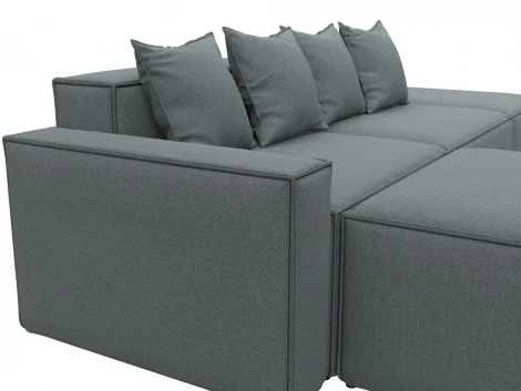 Диван угловой модульный Лига-063 угол левый (ДСП/Пластик/Рогожка/Серый) Лига Диванов 129785L