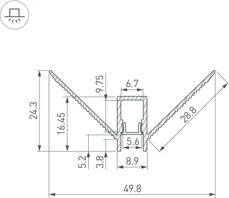 Профиль DECORE-S6-EXT-COMFORT-2000 ANOD внешний (Arlight, Алюминий) 043162
