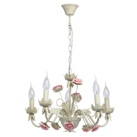 Подвесная люстра DeMarkt Букет 421015005 (220V, на цепи, подсвечник, свеча, цветы, листья, розы)