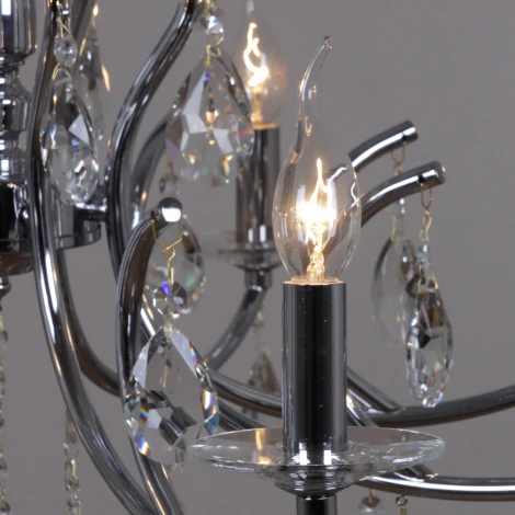 Подвесная люстра ILLUMICO IL2326-16POR-39 CR (220V, хрусталь, на цепи, подсвечник, свеча)