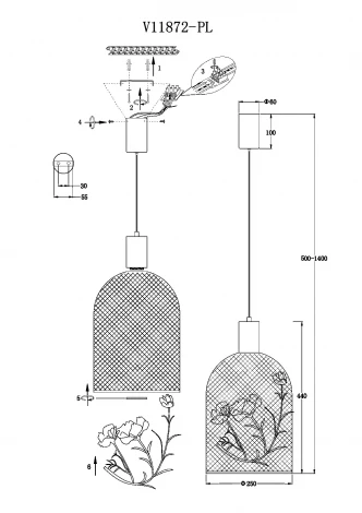Подвесной светильник светодиодный Moderli Ophelia V11872-PL