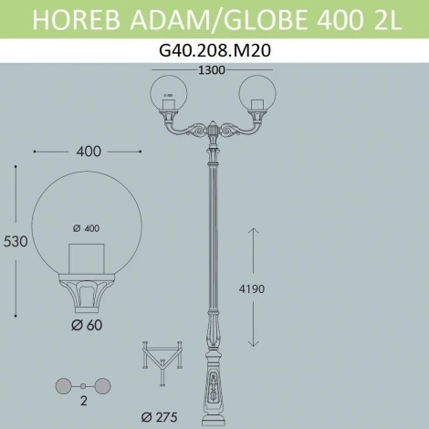 Наземный фонарь Fumagalli Globe 400 G40.208.M20.AYE27 (220V, шарики, IP65)