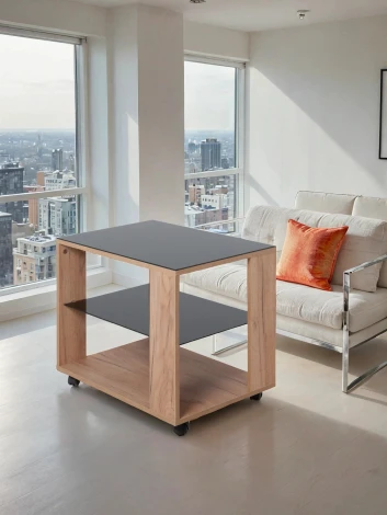 Стол журнальный BeautyStyle 5 дуб крафт золотой/стекло черное Mebelik арт.009386