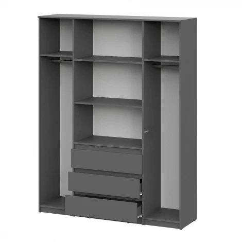 Шкаф Арника для одежды и белья 4х дверный Денвер, графит