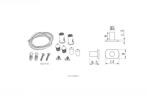 Подвесной комплект для магнитного шинопровода (2 шт.) Crystal Lux UX5 CLT 0.206 01