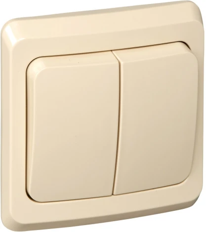 Выключатель встраиваемый двухклавишный с подсветкой (кремовый) Systeme Electric Этюд BC10-006K