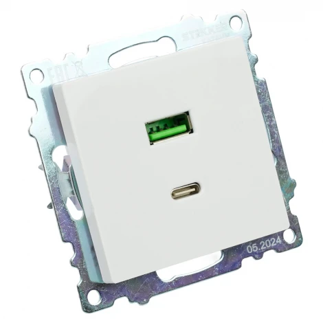 Розетка USB Type A+С (белый) Stekker Катрин 50051