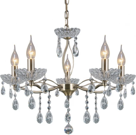 Подвесная люстра ILLUMICO IL0265-5PSQ-39 AB (220V, на цепи, подсвечник, свеча)