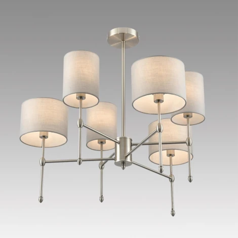 Потолочная люстра на штанге Lumion Latti 8262/6C металл/текстиль, никель/серый E14 6*40W 220V