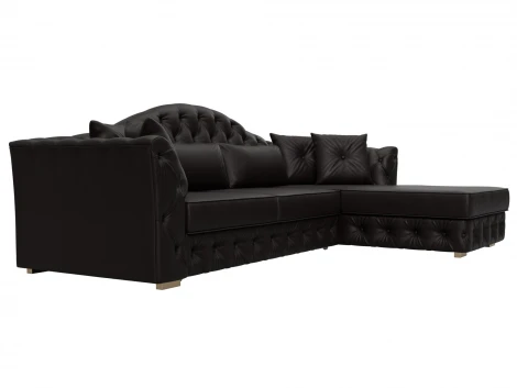 Диван угловой Артис правый угол (Брус,Рейка/Пластик/Экокожа/Коричневый) Лига Диванов 128030