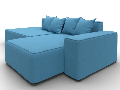 Диван угловой Лига-079 угол правый (ДСП/Пластик/Рогожка/Голубой) Лига Диванов 129814