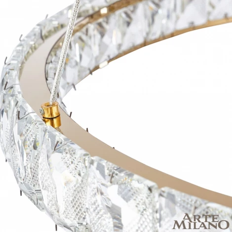 Подвесной светильник Arte Milano Venezia 311311/D800 GD (регулировка яркости, LED, 220V, хрусталь, пульт управления, на тросе, кольцо)