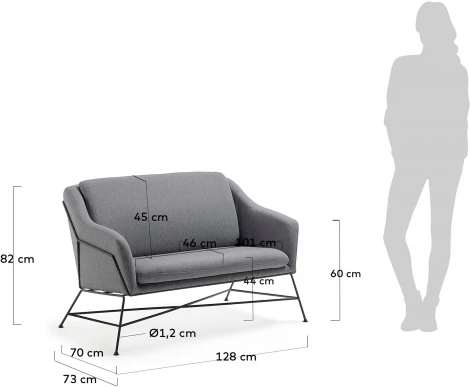 Диван уличный La Forma (ex Julia Grup) Brida (Графит,Черный,Серый/ Металл,Пена,Фанера,Сталь)