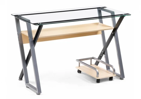 Компьютерный стол gunar silver gray / clear glass