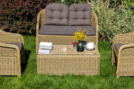 Лаунж-зона из искусственного ротанга, цвет соломенный 4SIS Равенна RS2C2T-4-SET