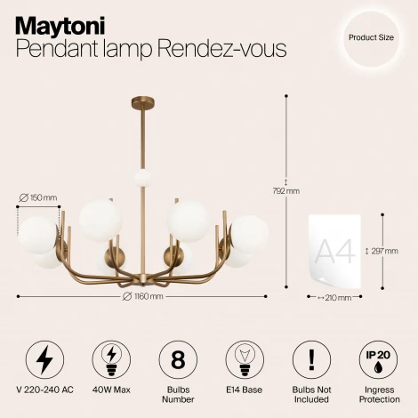 Потолочная люстра на штанге Maytoni Rendez-vous MOD109PL-08BS (220V, шарики)