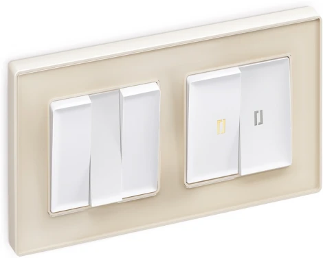 Лицевая панель Ambrella Volt ALFA (Белый матовый) для 2-кл выключателей с подсветкой QUANT AP1240