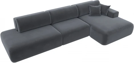 Диван угловой Лига-036 НПБ Модерн Лонг правый угол (Серый/Велюр) Лига Диванов арт.121429