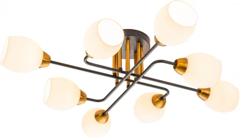 Потолочная люстра на штанге Escada Hope 1132/8P Black 8x60Вт E27, металл/стекло, черный/золото (220V)