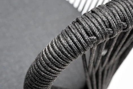 Обеденная группа на 6 персон со стульями Милан, каркас темно-серый, роуп темно-серый 4SIS Венето VEN-CMIL6T1-7-SET D-gray