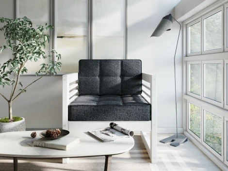 Кресло Arsko Сега белая эмаль рогожка графитовая