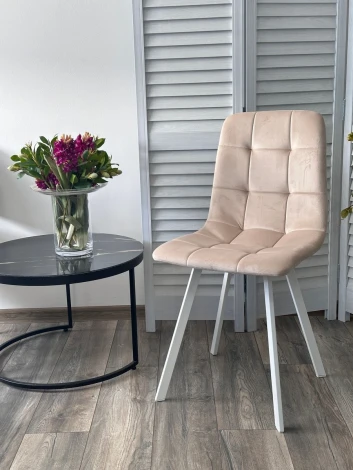 Стул M-City РИЧИ, цвет H-06 Бежевый, велюр / белый каркас