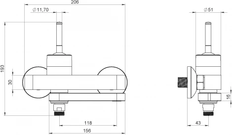 Смеситель Damixa Arc 291000000 для ванны с душем