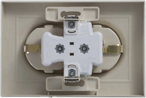 Розетка встраиваемая двойная с заземлением (бежевый) Systeme Electric AtlasDesign ATN000224