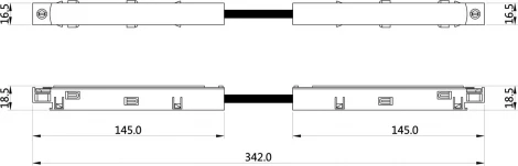 Токопроводящий угловой соединитель для шинопровода, провод 5 см, черный Donolux SPACE-Track system Connector 90 B (48V)