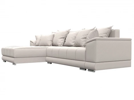 Диван угловой НордСтар левый угол (ДСП,Брус/Пластик/Замша/Бежевый) Лига Диванов 128213L