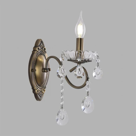 Бра с хрустальными подвесками в форме подсвечника Lumion Luina 8346/1W бронза/прозрачный, металл/хрусталь E14 1*40W 220V