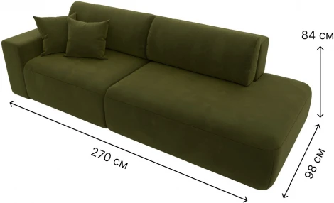 Диван прямой Лига-036 НПБ Модерн подлокотник слева (Зеленый/Микровельвет) Лига Диванов арт.121334L