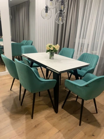 Стол обеденный Сальери Hesby Керамика,МДФ/Белый мрамор арт.HSBM_Saljeri_1