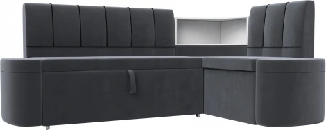 Диван кухонный угловой Тефида правый угол (Серый,Черный/Велюр) Лига Диванов арт.126143