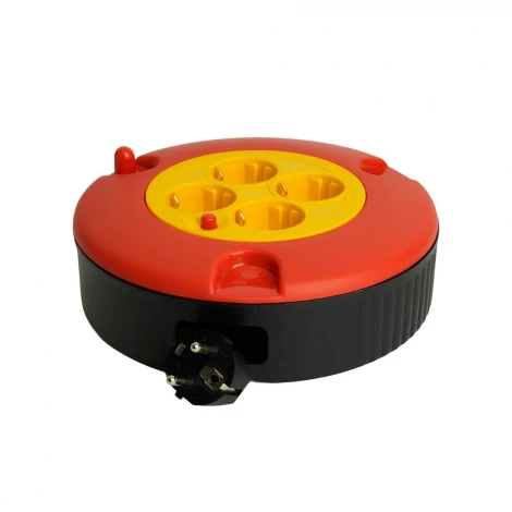 Удлинитель-рулетка 4-х местный с заземлением 5 метров (черный) Stekker Standart 50178