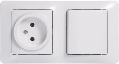 Розетка встраиваемая без заземления с одноклавишным выключателем (белый) Systeme Electric Glossa GSL000160