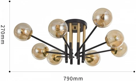 Потолочная люстра на штанге Arte Milano Neapolis-73708 273708/8 BK/GD (220V, шар, молекулы)
