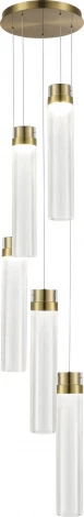Светильник подвесной ST Luce Champagne SL6236.303.05 Латунь/Прозрачный LED 5*12W 4000K (220V, на проводе, круглые)