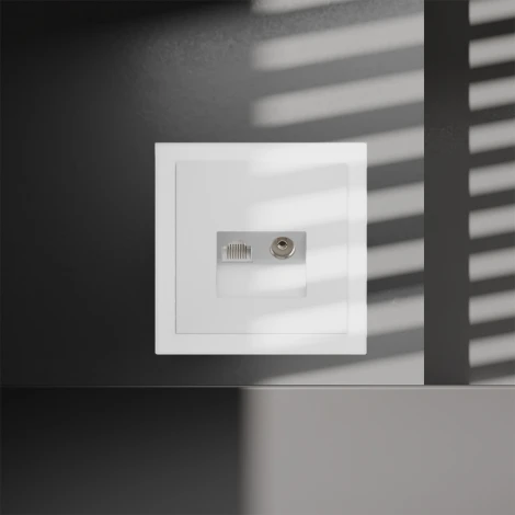 Розетка телевизионная встраиваемая TV+RJ45 Voltum S70 VLS060702 (белый матовый)