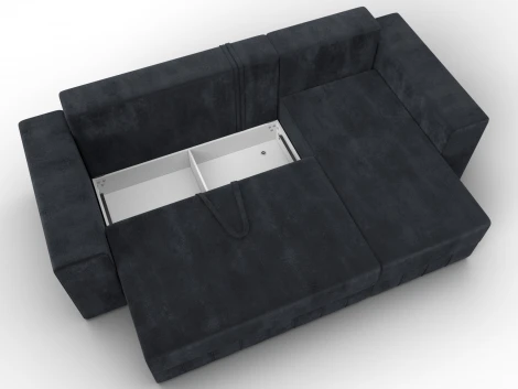 Диван угловой Лига-076 угол универсальный (ДСП/Пластик/Велюр/Темно-серый) Лига Диванов 129850