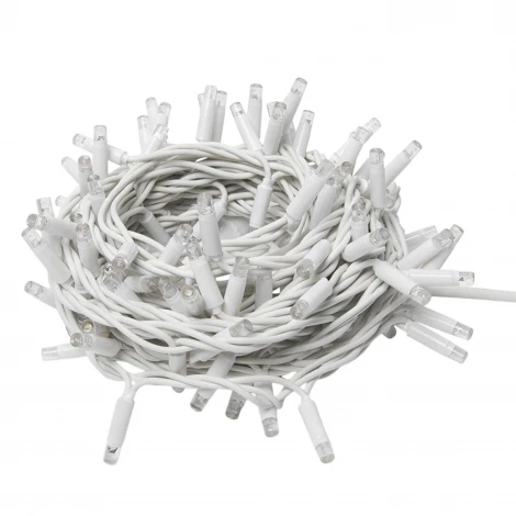 Гирлянда светодиодная 10м без вилки статическое свечение, соединяемая, 100 светодиодов 2700K IP67 провод белый Uniel ULD-F90PRO S10M-100/SWK WW