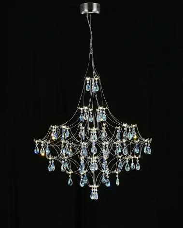 Подвесная люстра светодиодная с пультом и хрустальными подвесками K9 MyFar Allegria MR2641-66P-50СD