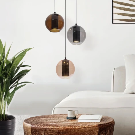 Подвесной светильник Eurosvet Cobble 50258/3 LED дымчатый/ бежевый/ шоколад (220V, на проводе, шарики)