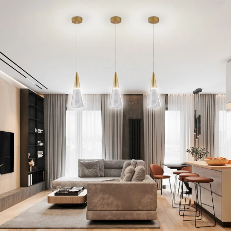 Подвесной светодиодный светильник Natali Kovaltseva Triangle LED LAMPS 81117/1C 7W, золотой, LED (220V, на проводе)