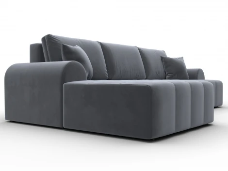 Диван угловой Лига-080 угол левый (ДСП/Пластик/Велюр/Серый) Лига Диванов 134748L