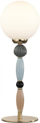 Настольная лампа Odeon Light Palle 5405/1T золотой/коричневый/голубой/белый матов./металл/керамика/стекло E14 1*40W (220V, выключатель, шар)
