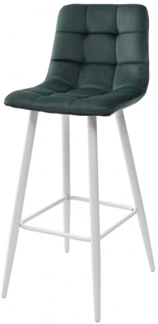 Барный стул M-City LECCO UF910-14 DARK GREEN, велюр/белый каркас