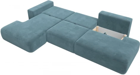 Диван угловой Лига-036 НПБ Модерн Лонг левый угол (Бирюзовый/Велюр) Лига Диванов арт.121425L