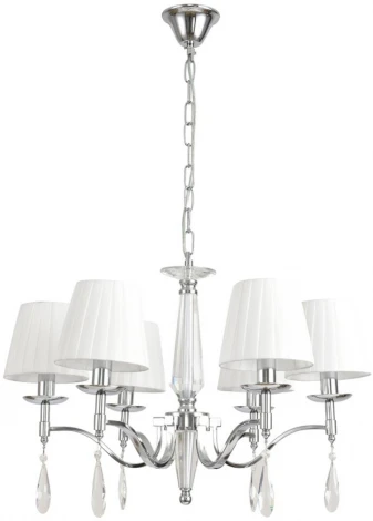 Подвесная люстра Lumion Magda 8316/6 хром/белый, металл/хрусталь/текстиль E14 6*40W 220V (на цепи)