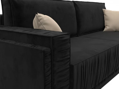 Диван прямой Лига-044 (Черный,Бежевый/Велюр) Лига Диванов арт.122255